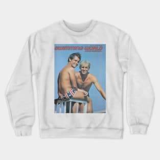 SWIMMING WORLD Junior Swimmer - Vintage Physique Muscle Male Model Magazine Cover Crewneck Sweatshirt